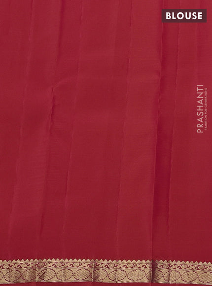 Kanchipuram silk saree dual tone pinkish orange with zari woven buttas and zari woven border