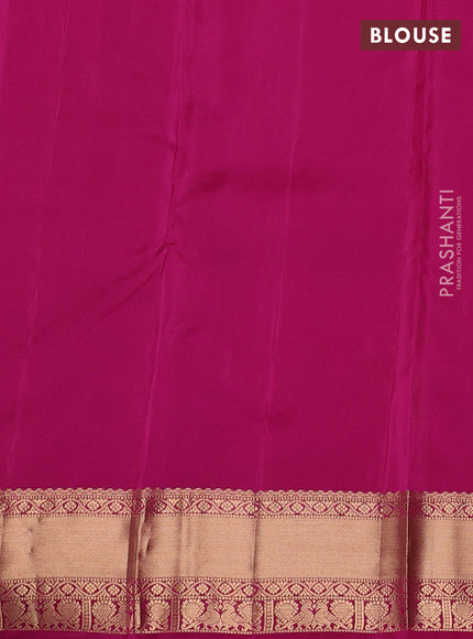 Kanchipuram silk saree dual tone green and pink with allover zari weaves & buttas and zari woven border