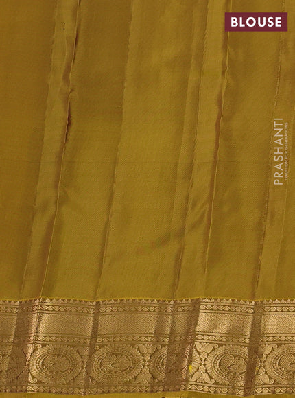 Kanchipuram silk saree deep maroon and dark mustard with zari woven buttas and zari woven border