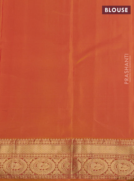 Kanchipuram silk saree pink and dual done mustard yellow with zari woven buttas and zari woven border