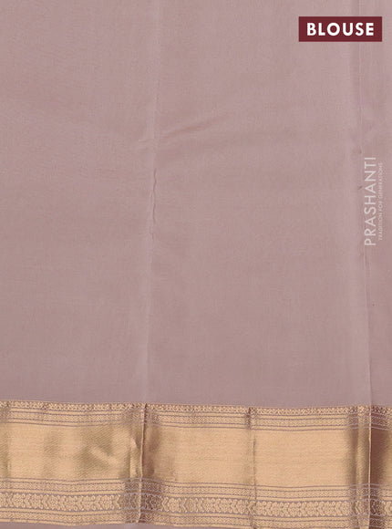 Kanchipuram silk saree purple and beige with allover zari checks & buttas and zari woven border