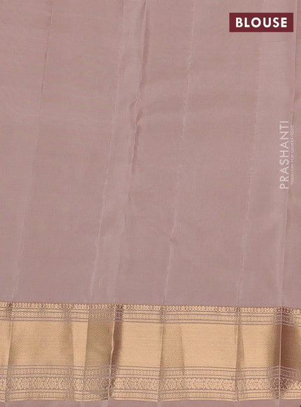 Kanchipuram silk saree dark mustard and beige with allover zari checks & buttas and zari woven border
