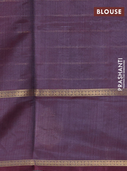 Kanchipuram silk cotton saree dual tone greyish maroon with allover veldhari weaves and rettapet zari woven butta border