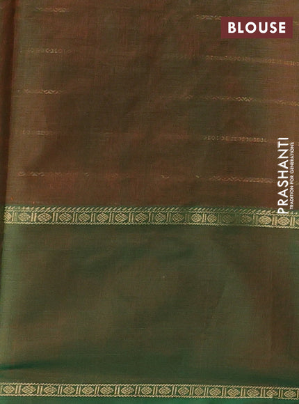 Kanchipuram silk cotton saree dual tone manthulir green with allover veldhari weaves and rettapet zari woven butta border
