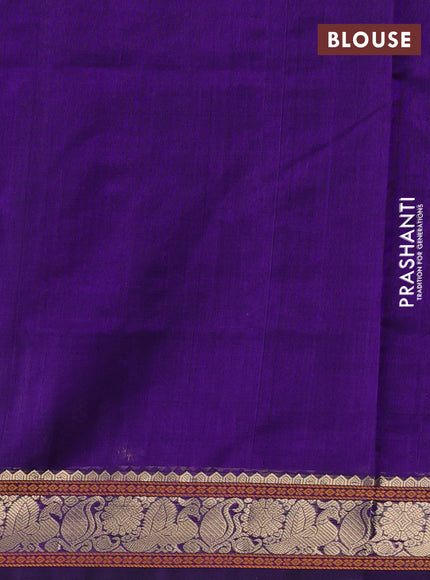 Kanchipuram silk cotton saree violet with allover thread weaves and zari woven border