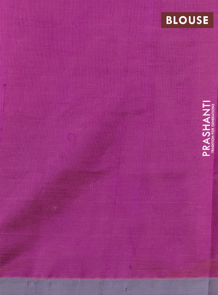 Kanchipuram silk cotton saree mild purple shade and grey with zari woven buttas and piping border