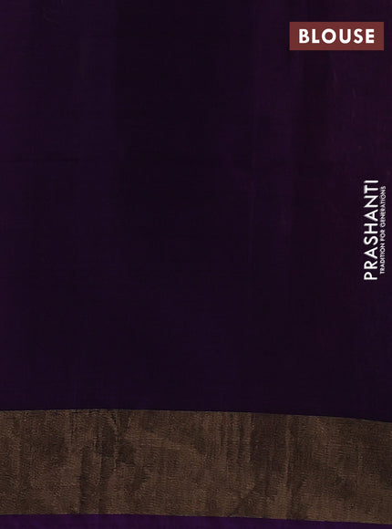 Ikat silk cotton saree peach orange and purple with allover ikat weaves and zari woven border
