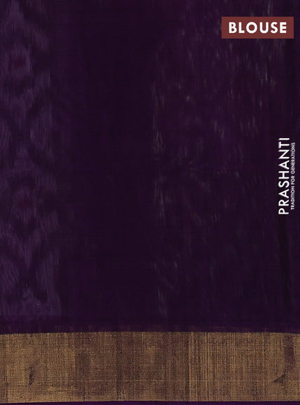 Ikat silk cotton saree off white and purple with allover ikat weaves and zari woven border