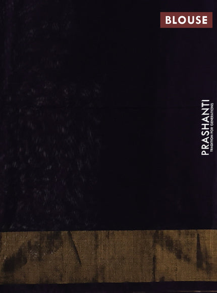 Ikat silk cotton saree off white and violet with allover ikat weaves and zari woven border