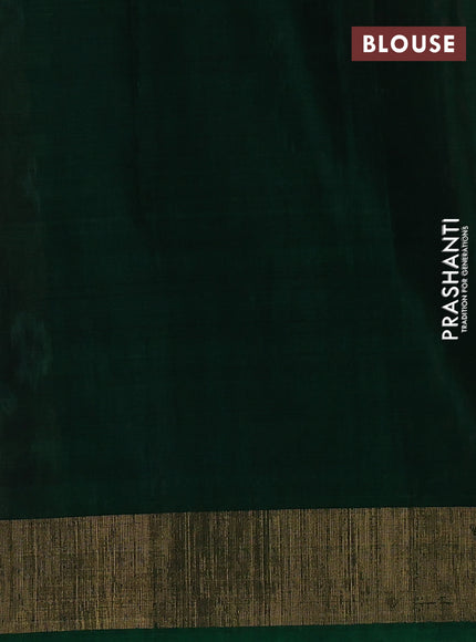 Ikat silk cotton saree pink and green with allover ikat weaves and zari woven border