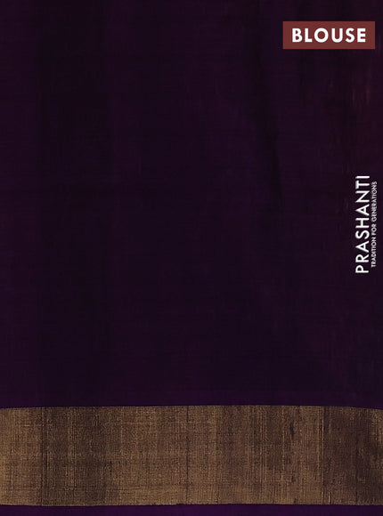 Ikat silk cotton saree peach orange and violet with allover ikat weaves and zari woven border