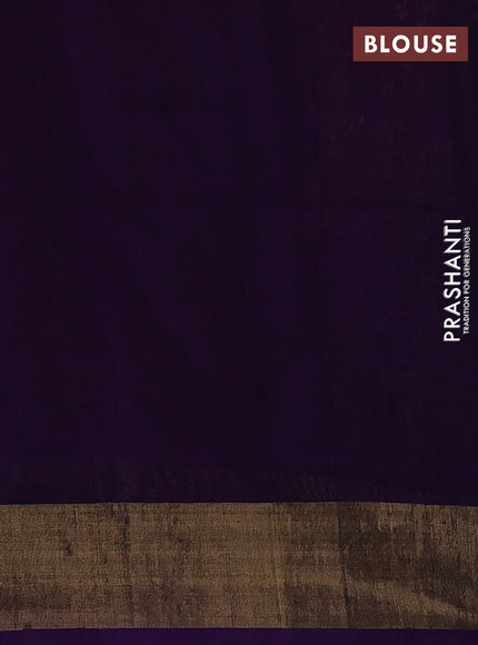 Ikat silk cotton saree peach pink and violet with allover ikat weaves and zari woven border