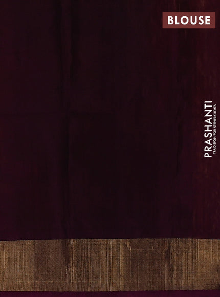 Ikat silk cotton saree orange and dark magenta pink with allover ikat weaves and zari woven border