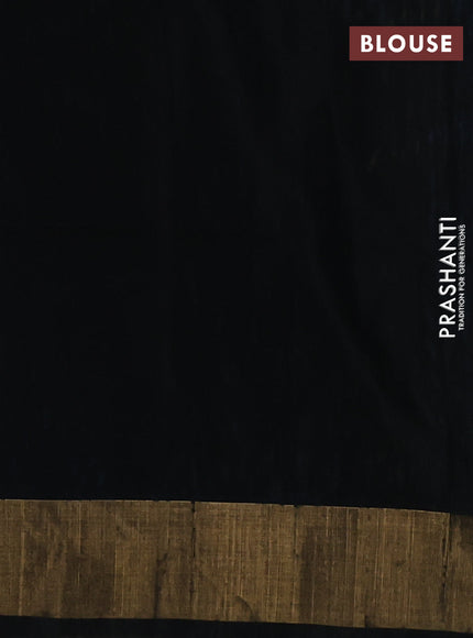 Ikat silk cotton saree cs blue and black with allover ikat weaves and zari woven border
