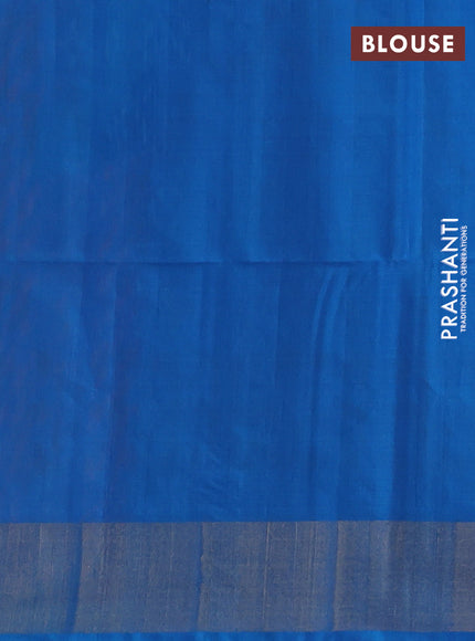 Ikat silk cotton saree pink and cs blue with allover ikat weaves and zari woven border