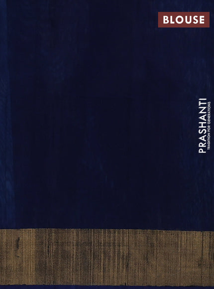 Ikat silk cotton saree cs blue and preacock blue with allover ikat weaves and zari woven border