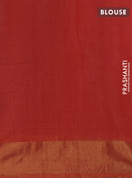 Ikat silk cotton saree cs blue and orange with allover ikat weaves and zari woven border