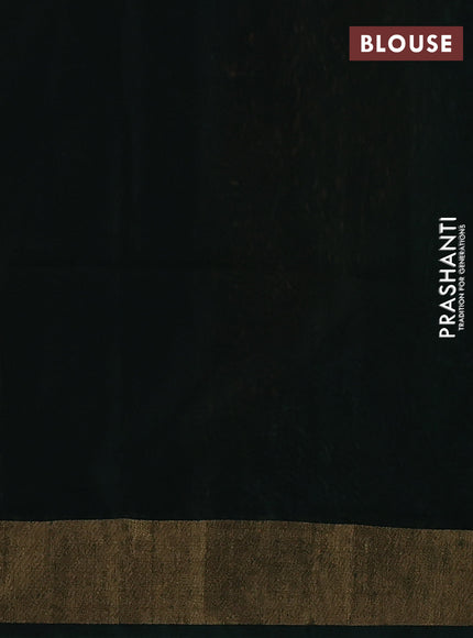 Ikat silk cotton saree orange and dark green with allover ikat weaves and zari woven border