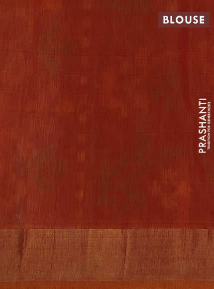 Ikat silk cotton saree grey and sunset orange with allover ikat weaves and zari woven border