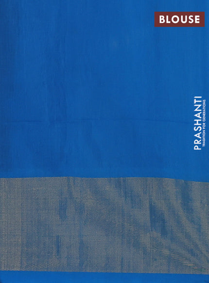 Ikat silk cotton saree black and cs blue with allover ikat weaves and long zari woven border