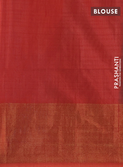 Ikat silk cotton saree cs blue and orange with allover ikat weaves and long zari woven border