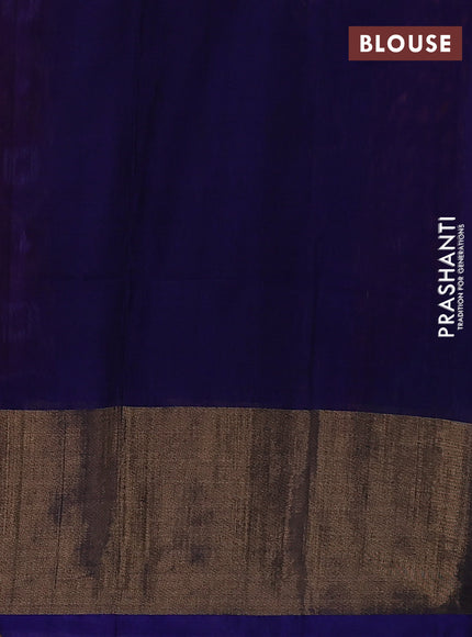 Ikat silk cotton saree pink and blue with allover ikat weaves and long zari woven border
