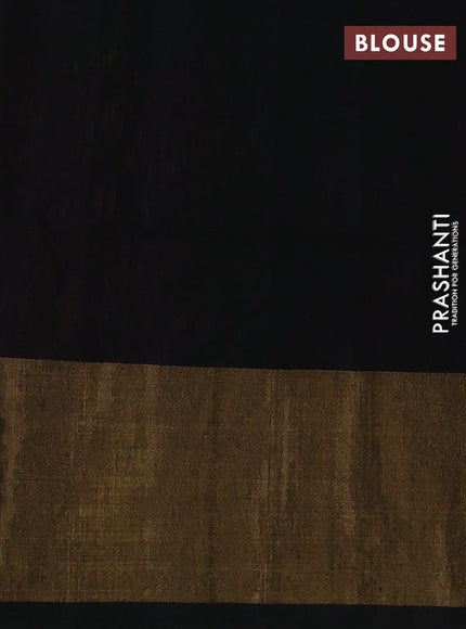 Ikat silk cotton saree pink and black with allover ikat weaves and long zari woven border