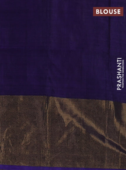 Ikat silk cotton saree green and lavender with allover ikat weaves and long zari woven border