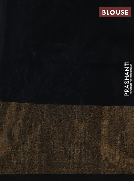 Ikat silk cotton saree cs blue and black with allover ikat weaves and long zari woven border