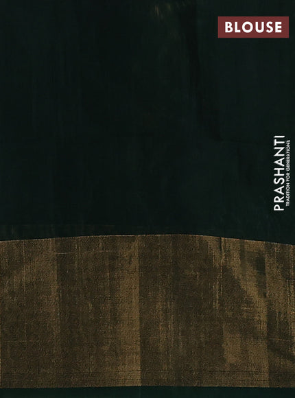 Ikat silk cotton saree violet and dark green with allover ikat weaves and long zari woven border