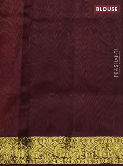 Silk cotton saree dual shade of pinkish orange and coffee brown with zari woven buttas and zari woven border