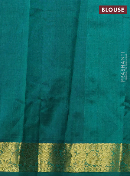 Silk cotton saree blue and green with zari woven buttas and zari woven border