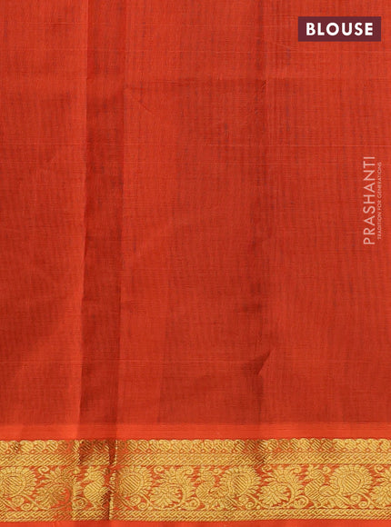 Silk cotton saree coffee brown and orange with zari woven buttas and zari woven border
