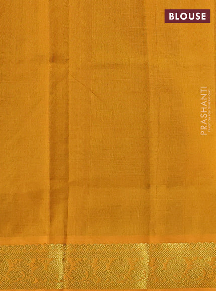 Silk cotton saree mehendi green and mustard yellow with zari woven buttas and zari woven border