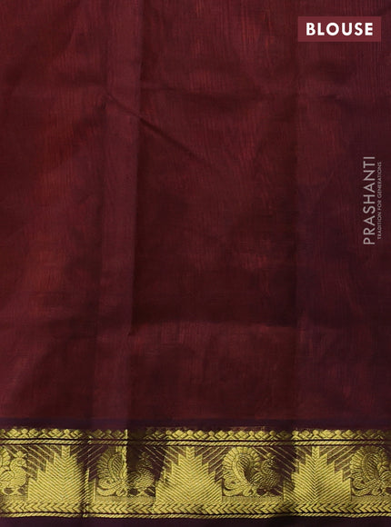 Silk cotton saree orange and coffee brown with zari woven buttas and zari woven border
