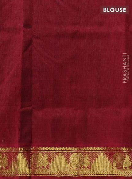 Silk cotton saree green and maroon with zari woven buttas and zari woven border