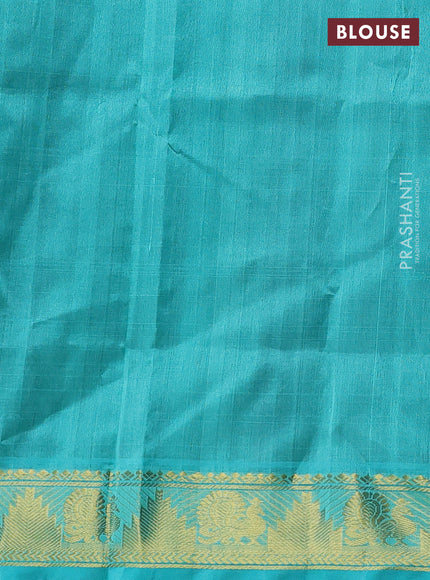 Silk cotton saree deep jamun and teal green with zari woven buttas and zari woven border