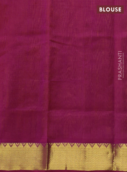 Silk cotton saree mustard yellow and purple with zari woven buttas and zari woven border