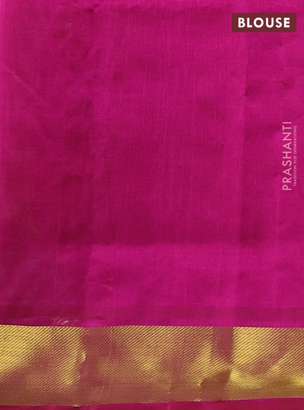 Silk cotton saree multi colour and magenta pink with allover paalum pazhamum checks & buttas and zari woven border