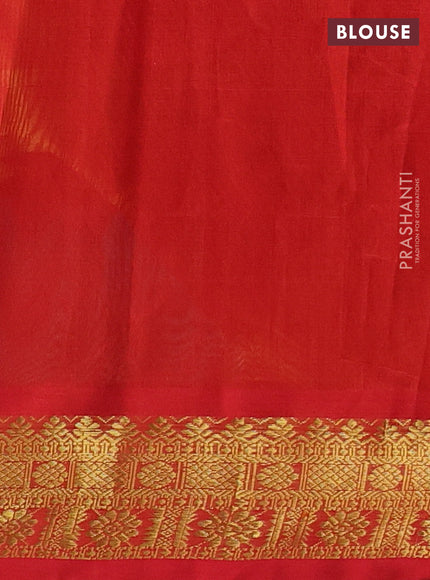 Silk cotton saree yellow and red with allover paalum pazhamum checks & buttas and zari woven border