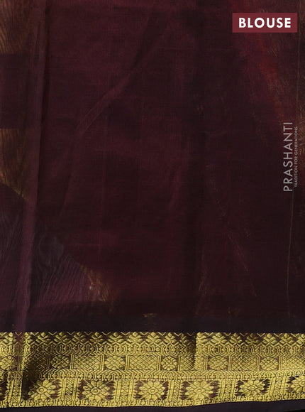 Silk cotton saree lime yellow and coffee brown with allover paalum pazhamum checks & buttas and zari woven border