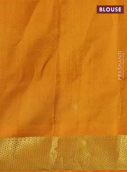 Silk cotton saree multi colour and mustard yellow with allover paalum pazhamum checks & buttas and zari woven border