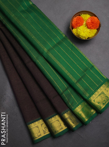 Silk cotton saree deep jamum and green with allover vairaosi pattern and zari woven border