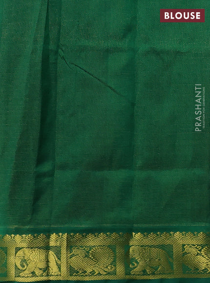 Silk cotton saree deep jamum and green with allover vairaosi pattern and zari woven border