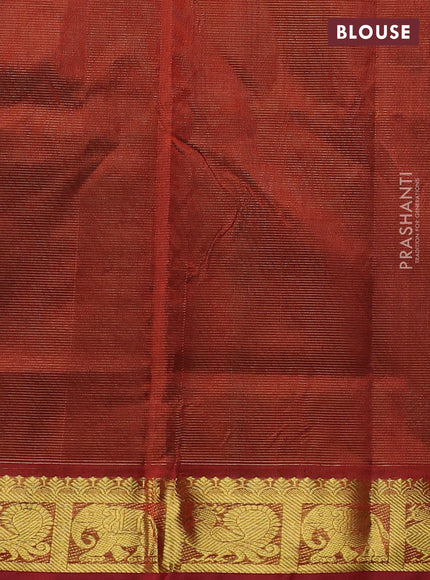 Silk cotton saree green and maroon with allover vairaosi pattern and zari woven border