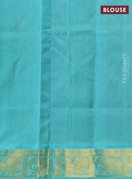 Silk cotton saree purple and teal green with allover vairaosi pattern and zari woven border