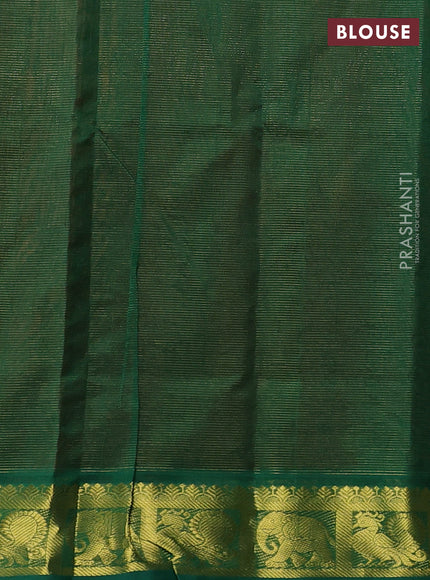 Silk cotton saree rust shade and green with allover vairaosi pattern and zari woven border