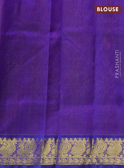 Silk cotton saree rustic orange and blue with allover vairaosi pattern and zari woven border