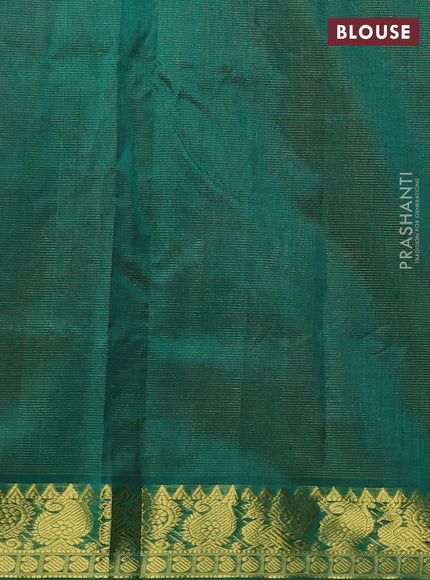 Silk cotton saree maroon and green with allover vairaosi pattern and zari woven border