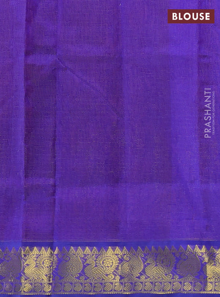 Silk cotton saree rustic orange and blue with allover vairaosi pattern and zari woven border